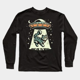 Alien Abduction For Cats Long Sleeve T-Shirt